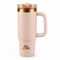Ozark Trail 30 oz Stainless Steel Insulated Travel Tumbler with Handle and Flip Straw Lid, Rose Shimmer